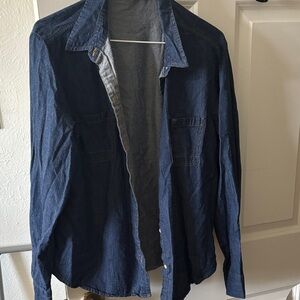 Men's Dark Blue Denim Shirt Jacket